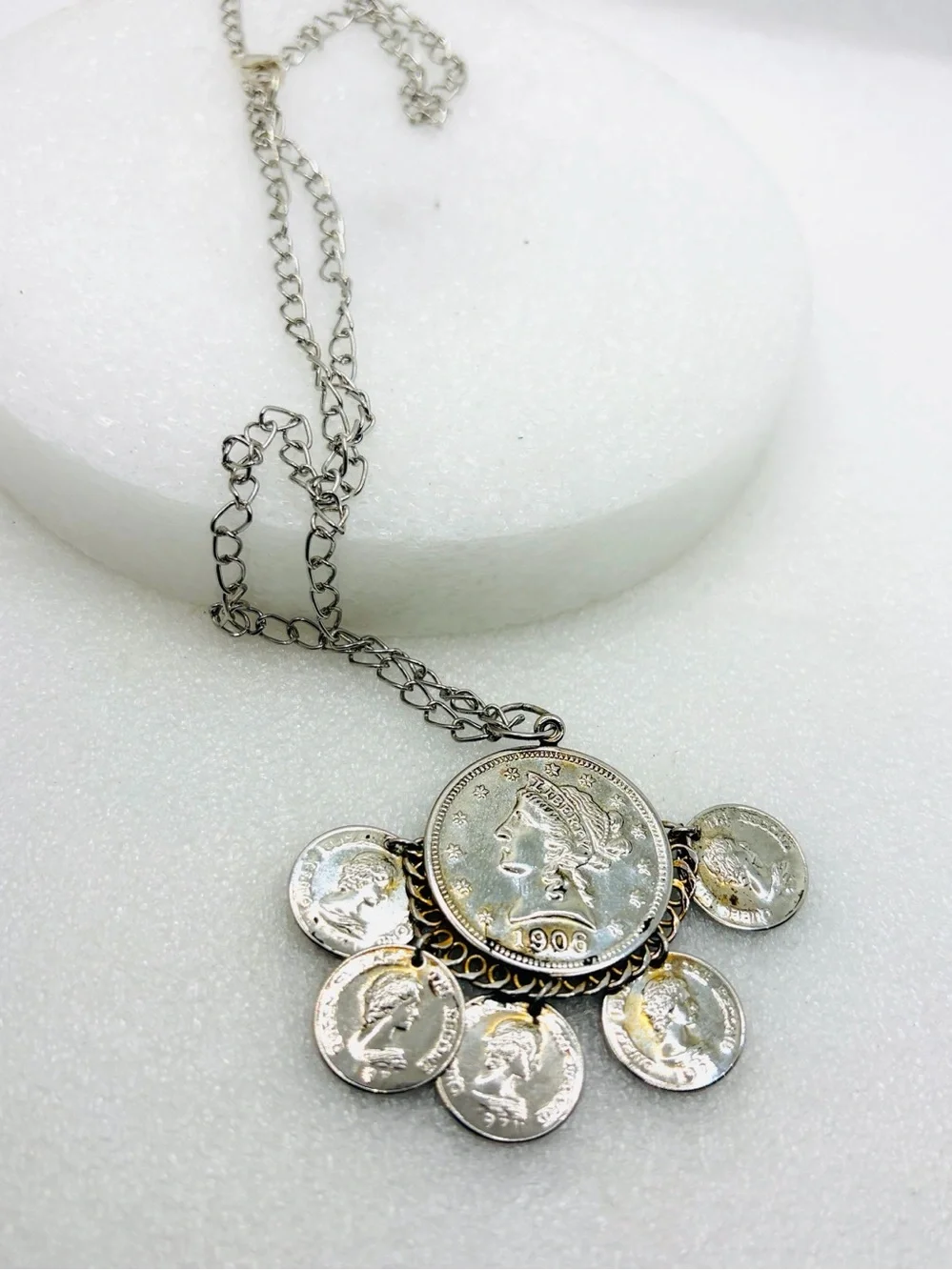 Vintage-Inspired Silver Coin Pendant Necklace
